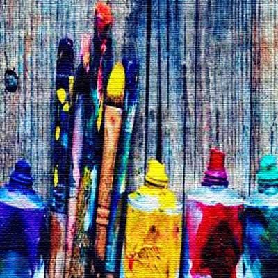 colori e pennelli per arte