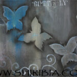 In the Sky butterfly, olio su tela, 2012, 100 x 45 cm