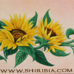 Girasoli, olio su tela, 2010, 100 x 40 cm